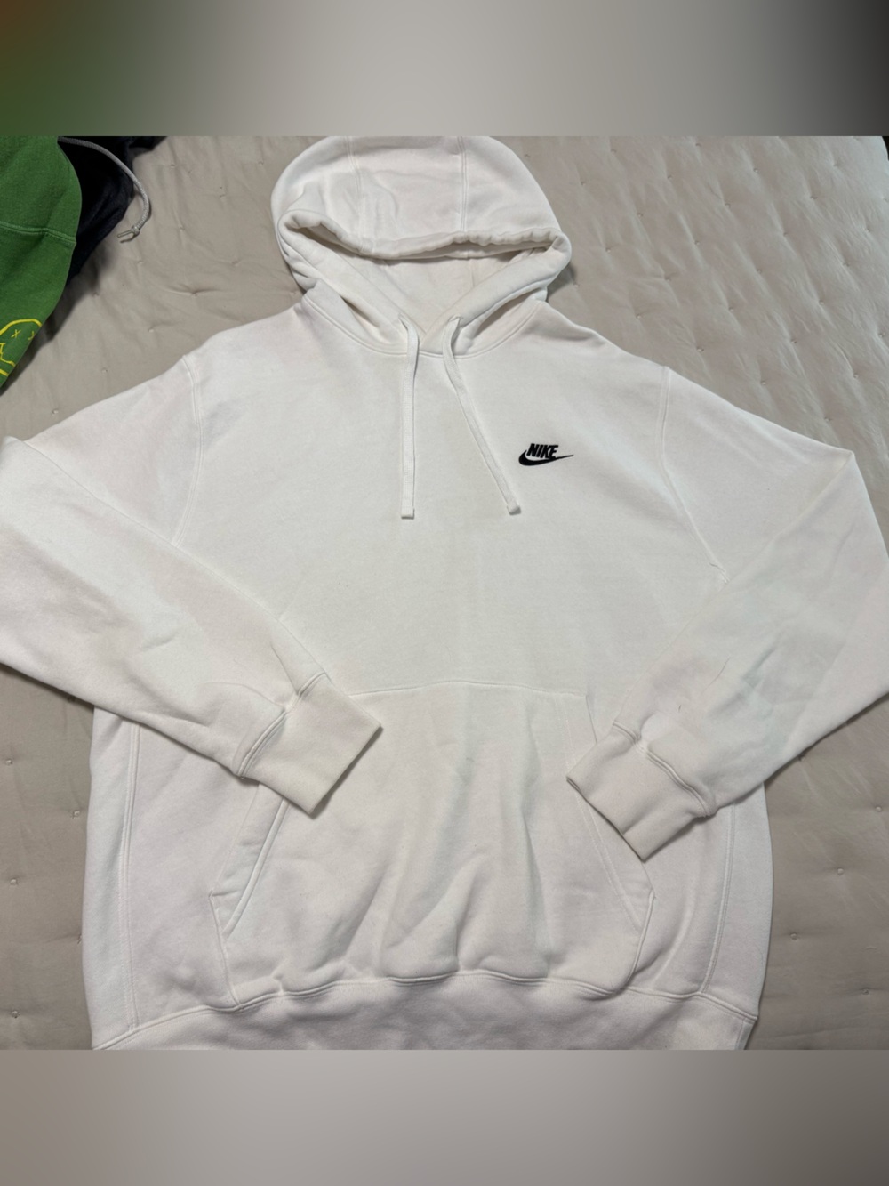 Nike White Hoodie with Black Swoosh - Men's Pullover